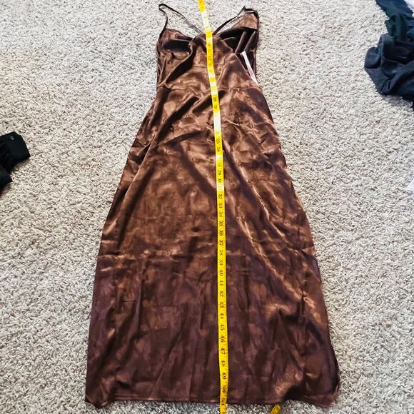 Missguided Y2K ASYM Cami Drape Satin Midi Wrap Dress US SZ 8 NWT Cocktail - Picture 2 of 4